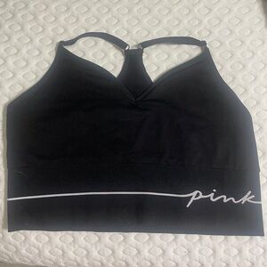 PINK Victoria's Secret Black Racerback Sports Bra